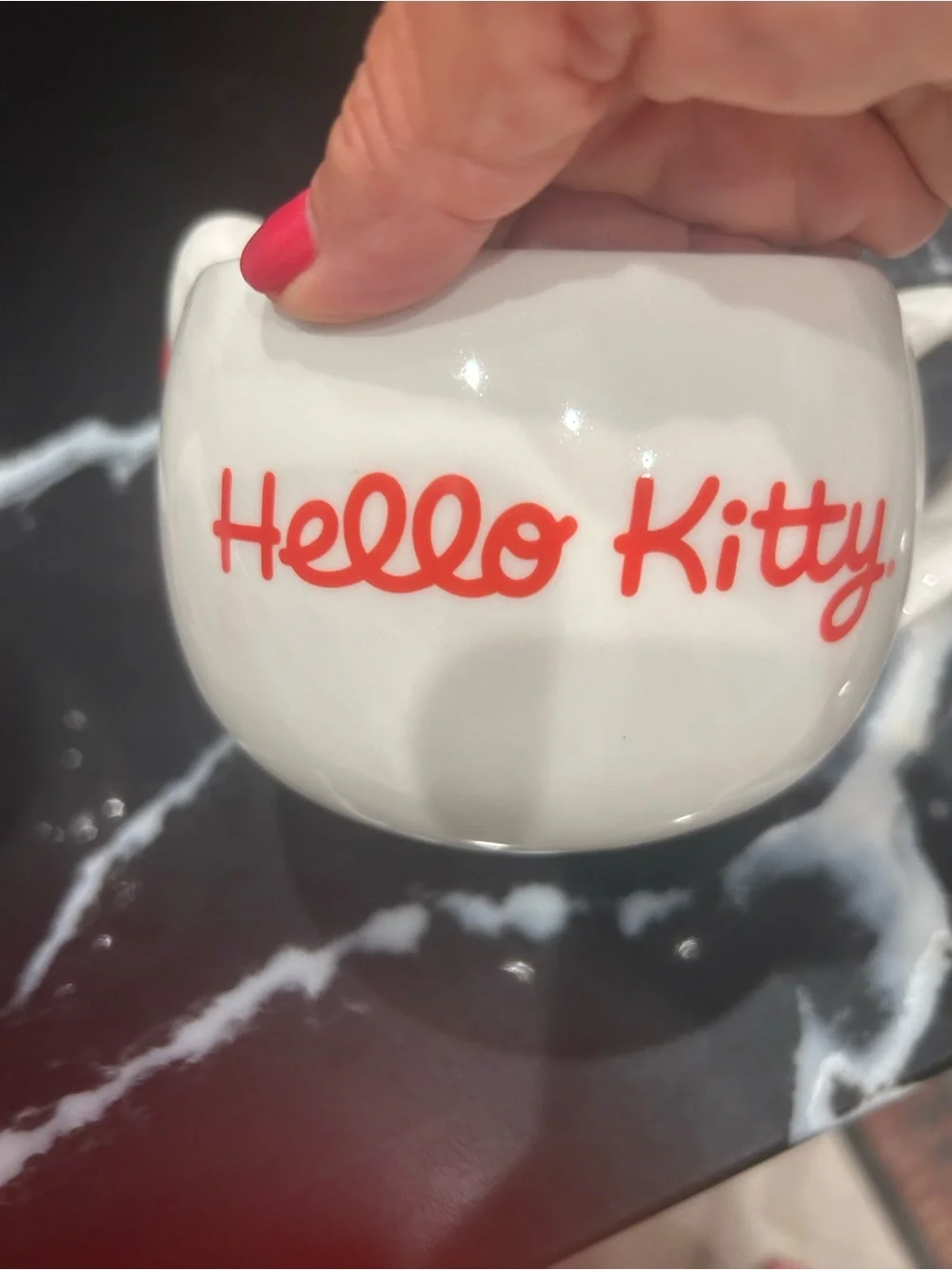 Hello Kitty White Ceramic Mug with Red Bow NWT